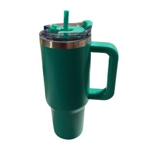 Large Teal Insulated Tumbler with Handle and Straw 40 oz‎ Travel Mug